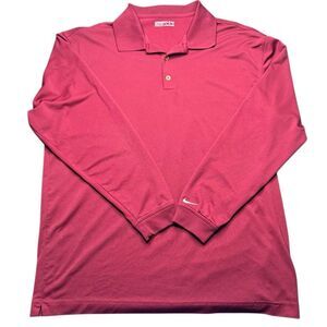 Nike Golf Dri Fit Long Sleeve Mens XL Polo Burgundy Knit